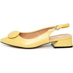Escarpins à brides jaunes en cuir à talons carrés Pointure 39 avec un talon entre 3 et 5cm look fashion pour femme 