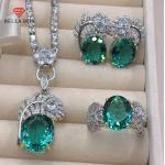 Parures de bijoux de mariage vertes à émeraude look fashion pour femme 