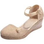 Sandales beiges en cuir à lacets Pointure 34 look fashion pour femme 