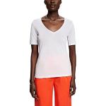 T-shirts Esprit Collection blancs en lyocell tencel à manches courtes à manches courtes à col en V Taille S look casual pour femme 