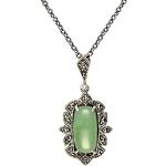 Pendentifs Esse Marcasite vert jade en argent en jade art déco pour femme 