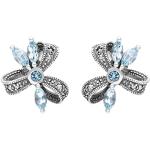 Boucles d'oreilles Esse Marcasite bleues en métal à motif papillons en argent look fashion pour femme 