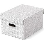 Esselte - Lot de 3 Boîtes avec Couvercle, Rangement & Organisation, 100% Carton Recyclé, Recyclable, Motif Géométrique, Blanc, 628282, Medium