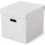Esselte - Lot de 3 Grandes Boîtes Cubes avec Couvercle, Rangement & Organisation, 100% Carton Recyclé, 100% Recyclable, Motif Géométrique, Blanc, 628288