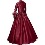Robes en dentelle vintage de soirée rouges en velours à motif papillons maxi à manches longues Taille L plus size look médiéval pour femme 
