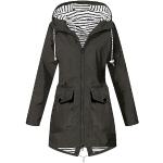 Coupe-vents d'automne gris à rayures en daim imperméables coupe-vents à capuche Taille 3 XL plus size look fashion pour femme 