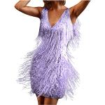 Robes de soirée bustiers de mariage violettes à paillettes Taille 3 XL plus size look Pin-Up pour femme 