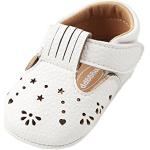 ESTAMICO Chaussures Premiers Pas bébé Fille Baskets bébé en Cuir Souple Blanc 0-6 Mois
