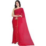 Robes en soie de mariage rouges imprimé Indien en mousseline à paillettes look fashion pour femme 