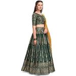 Lehengas choli vert foncé imprimé Indien mi-longs à manches mi-longues Tailles uniques look fashion pour femme 