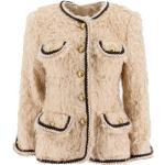 Vestes d'hiver Etro beiges à rayures en peau lainée à col rond Taille XS pour femme 