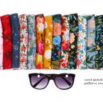 Étuis à lunettes à rayures en tissu à motif fleurs 
