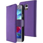Housses Samsung Galaxy S5 violettes en silicone type portefeuille 
