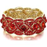 Bracelets manchette de mariage Ever Faith rouges en cristal personnalisés look fashion pour femme 