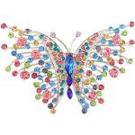 Broches en argent Ever Faith multicolores en cristal à motif papillons art nouveau pour femme 