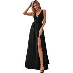 Robes de bal longues noires en mousseline sans manches à col en V Taille XL look fashion pour femme 