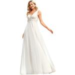 Robes de bal longues de mariée blanc d'ivoire sans manches à col en V Taille 3 XL look fashion pour femme 