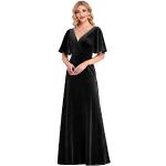 Robes de soirée courtes noires en velours à volants à manches courtes Taille 3 XL look fashion pour femme 