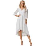 Robes de bal longues blanches à manches longues à col en V Taille XL look fashion pour femme en promo 