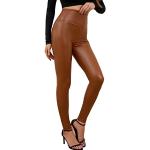 Leggings fantaisie marron en cuir synthétique Taille M look sexy pour femme 