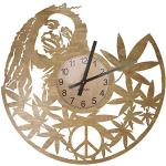 Horloges murales marron en bois à motif ville Bob Marley 
