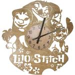 EVEVO Lilo and Stitch Horloge Murale en Bois 50 cm 109 Couleurs à Choisir Parmi Horloge Rétro Décoration de Chambre Cadeau Fait à la Main Style Vintage Maison Horloge Lilo and Stitch