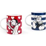 Excelsa Popeye & Olivia Set de 2 tasses en porcelaine, bleu et rouge