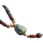 Colliers ethniques en bois à perles à motif Bouddha style ethnique pour femme 