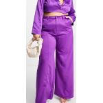 Pantalons large violets en satin Taille XXL plus size pour femme en promo 