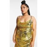 Robes col bénitier dorées à sequins à col bénitier Taille XL classiques pour femme en promo 