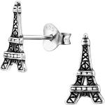 Boucles d'oreilles Eys Jewelry argentées en argent à clous en argent Tour Eiffel look fashion pour femme 