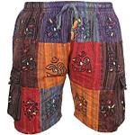 Bermudas multicolores patchwork en coton Taille L look hippie pour homme 