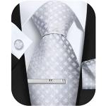 Cravates de mariage argentées à carreaux en polyester Tailles uniques look fashion pour homme 