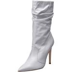Bottines à talon aiguille blanc d'ivoire en cuir à talons aiguilles Pointure 40 look fashion pour femme 