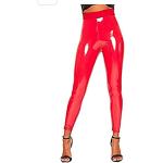 Pantalons taille haute rouges en vinyle Taille L W40 look fashion pour femme 