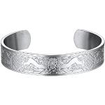 Bracelets porte-bonheurs gris acier en acier à motif loups look fashion pour femme 