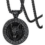 Amulettes noires en acier à motif loups look fashion pour homme 