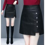 Jupes courtes d'automne noires en cuir Taille 3 XL look fashion pour femme 