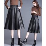 Jupes longues de printemps noires en cuir Taille 3 XL plus size look fashion pour femme 