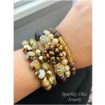 Bracelets de mariage marron en cristal à perles en bois personnalisés look chic 