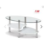 Tables basses ovales gris acier en verre contemporaines 