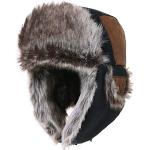 Fancet Uniex Chapeau de trappeur d'hiver en fausse fourrure pour homme Coton chaud Chapka de chasse russe Noir 60–62 cm