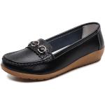 Fangsto Mocassins classiques en cuir pour femme - Chaussures de marche et de conduite respirantes, Sty 2 Noir, 40 EU