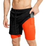 Shorts de running orange respirants Taille M look fashion pour homme 