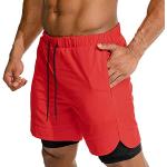 Shorts de running rouges respirants Taille XL look fashion pour homme 