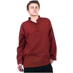 Chemises Fantazia rouge bordeaux en coton à motif mandala col mao Taille M style ethnique pour homme 