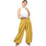 Pantalons large jaune moutarde en coton Tailles uniques plus size look fashion pour femme 