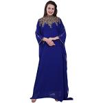 Robes longues ethniques de soirée bleues à manches longues Taille L style ethnique pour femme 