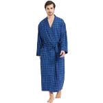 Robes de chambre bleues à carreaux en flanelle Taille XL plus size classiques pour homme 