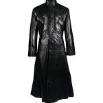 Fashion_First Matrix Neo Keanu Reeves Costume gothique Steampunk pour homme Noir, Manteau en cuir noir., XL